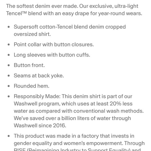 Gap UltraSoft Denim Crop Big Shirt - Picture 6 of 6